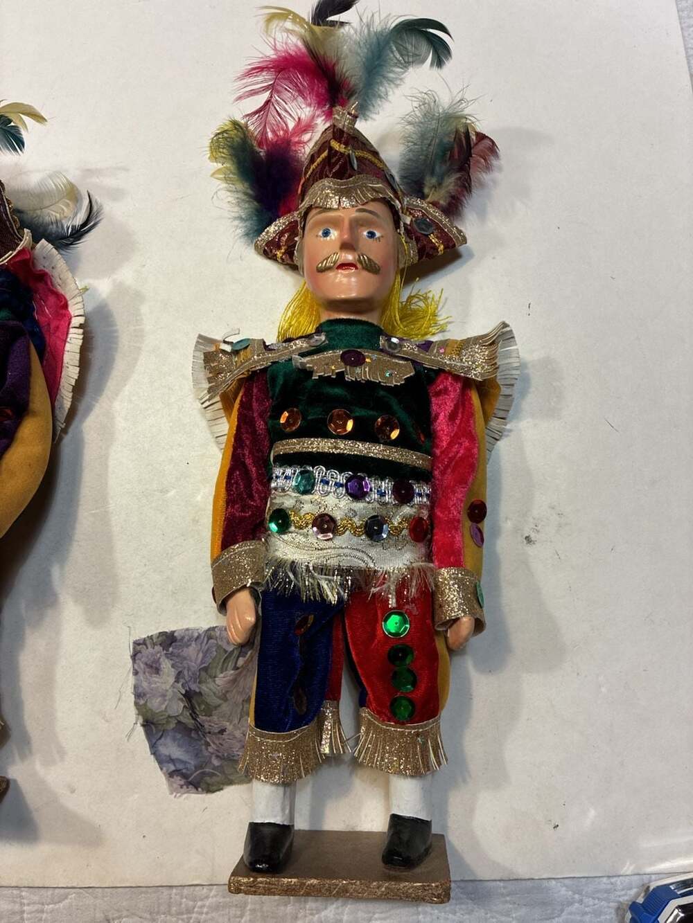 Lot of 2 Handmade Folk Art Cultural Costume Doll Figurine 2010 Signed